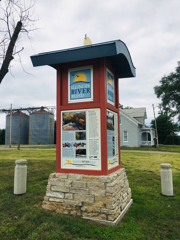 Scenic Byway kiosk at the corner of Main and Schrader
