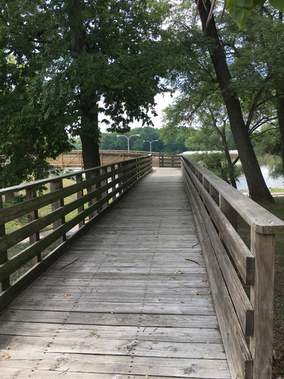 Footbridge over Main Street on the walking path at Riverfront Park