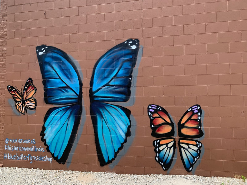 Two butterflies mural